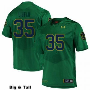Notre Dame Fighting Irish Men's Marist Liufau #35 Green Under Armour Authentic Stitched Big & Tall College NCAA Football Jersey NNW3599UC